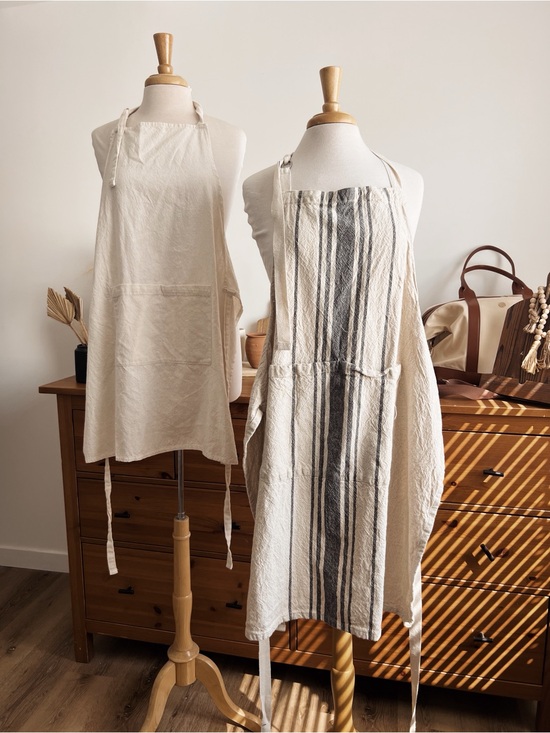Other - Neutral Linen Aprons - Natural & Striped Set